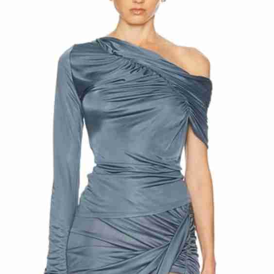 Off The Shoulder One Sleeve Ruched Top