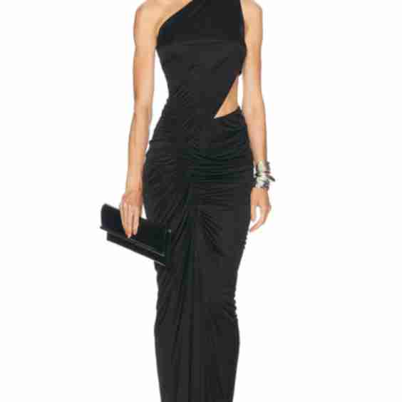 One Shoulder Ruched Cut Out Gown