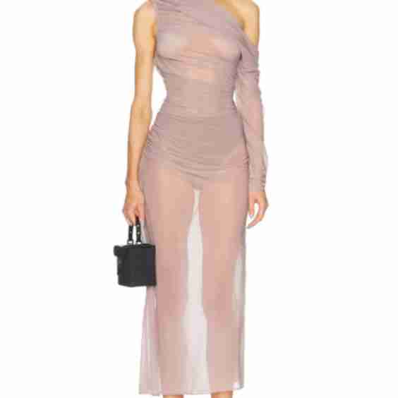 One Sleeve Draped Long Dress