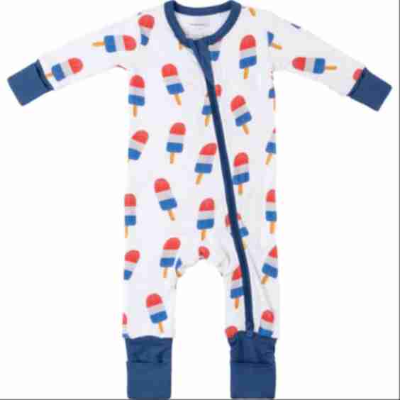 Baby Bamboo Pajamas W/ DreamCuffs, Patriotic Popcicle