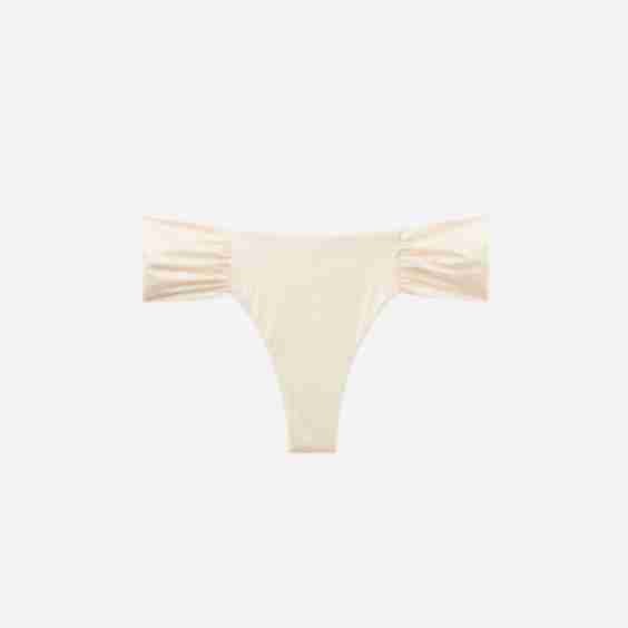 Draped Brazilian Swimsuit Bottom Shiny Satin