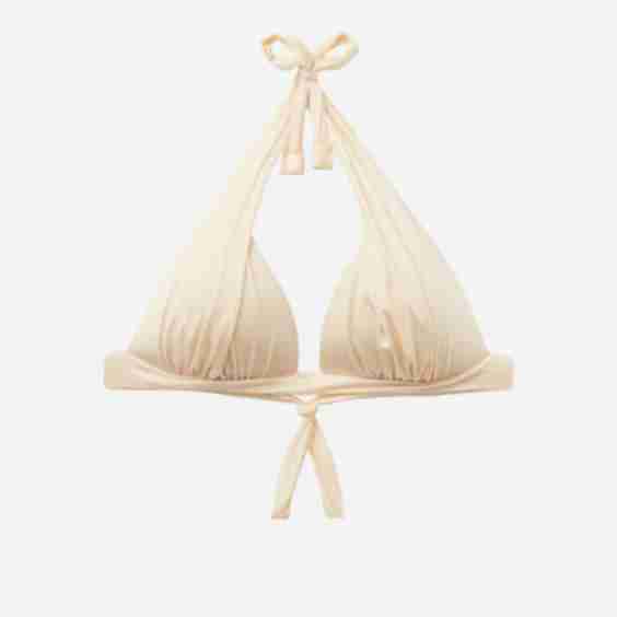 Graduated Padding Triangle Swimsuit Top Shiny Satin