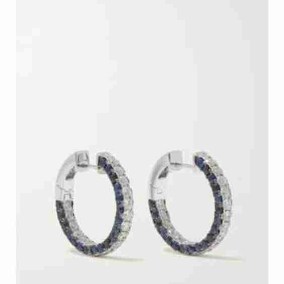 18-Karat White Gold, Sapphire And Diamond Hoop Earrings