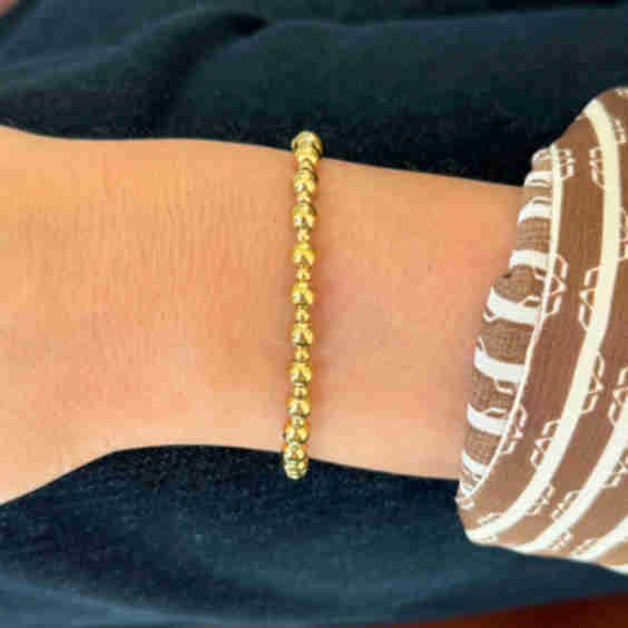 5mm & 3mm Gold Bead Stretch Bracelet