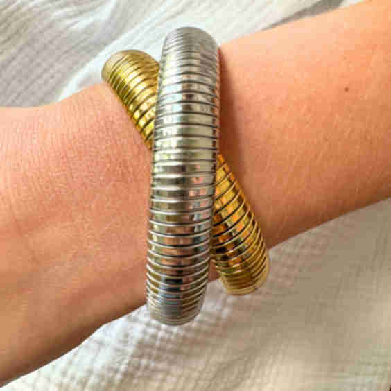 Denise-Double Two-Tone Coil Bangle
