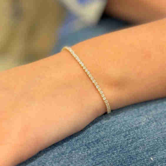 14Kt Gold Vermeil Zircon Tennis Bracelet 7"