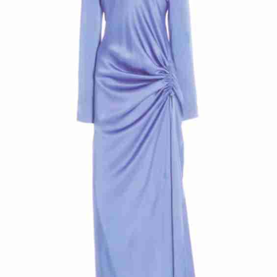 Exclusive Ruched Satin Maxi Dress