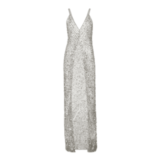 V-Neck Sequined Net Mesh Long Cami