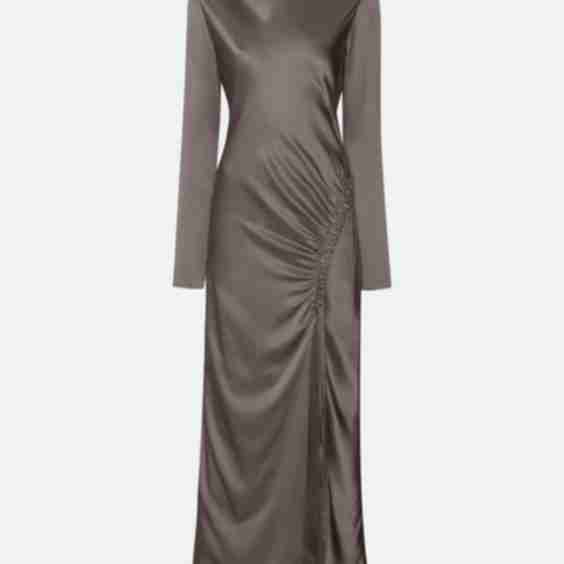 Satin Bias Tab Slit Gown
