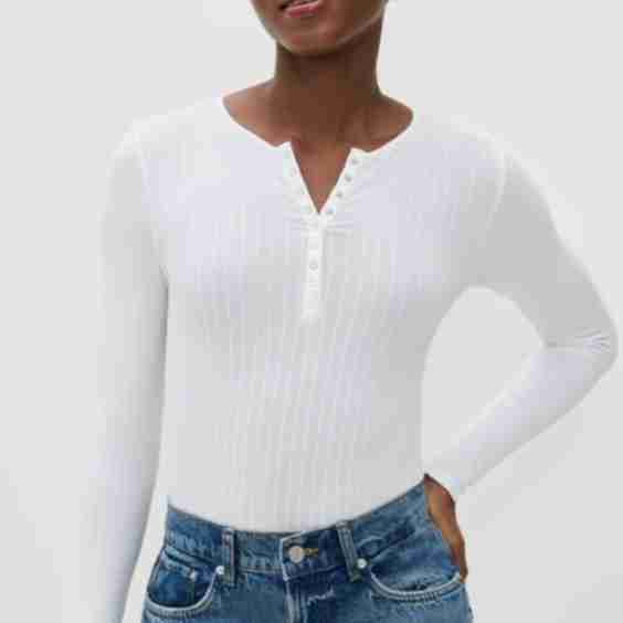Katrina Cotton Ribbed Sea Thong Bodysuit
