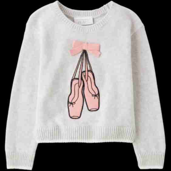 Embroidered Ballet Slippers Sweater