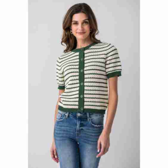 Crochet Button Up Short Sleeve Cardigan 