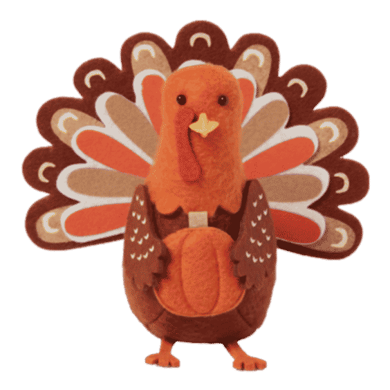 Thanksgiving Felt Plush Turkey with Pumpkin