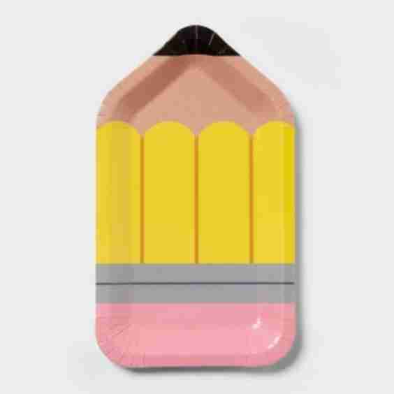 10ct Pencil Shaped Snack Plate, Teacher Supplies