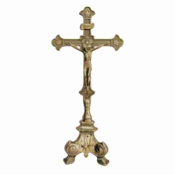 Heavy Three Point Brass Base Crucifix