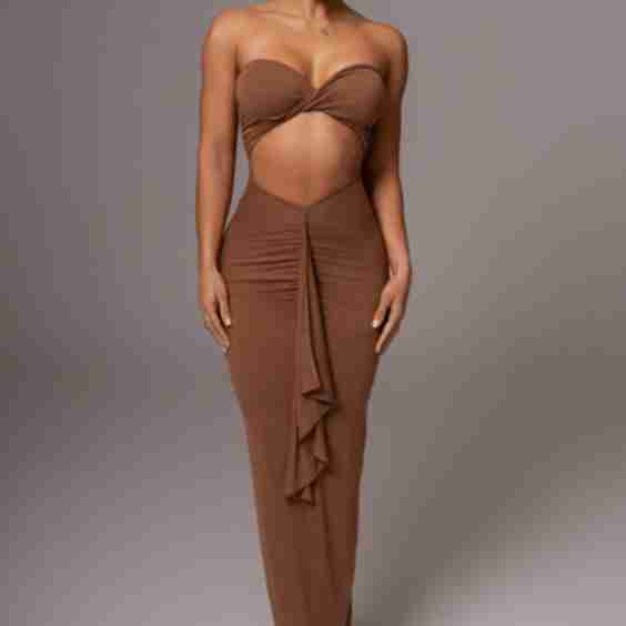 Strapless Drape Maxi Dress