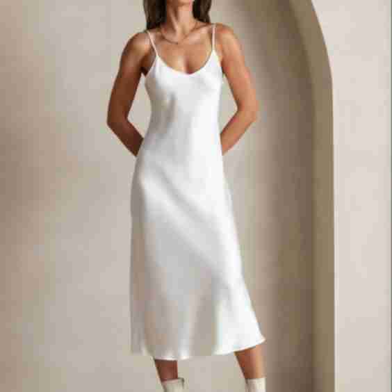 Pure Silk Spaghetti Strap Long Dress