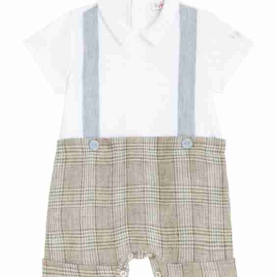 Baby Checked Jersey Playsuit