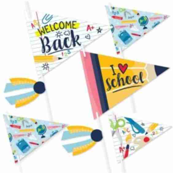 Back To School First Day Of School Classroom Pennant Flag Centerpieces