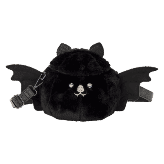 Plush Bat Figural Crossbody Bag