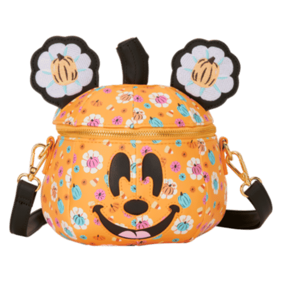 Mickey Mouse Floral Pumpkin Head Glow Figural Crossbody Bag
