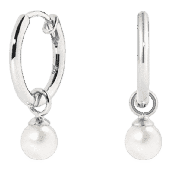 Pearl Huggie Earrings Silver - Kirsten