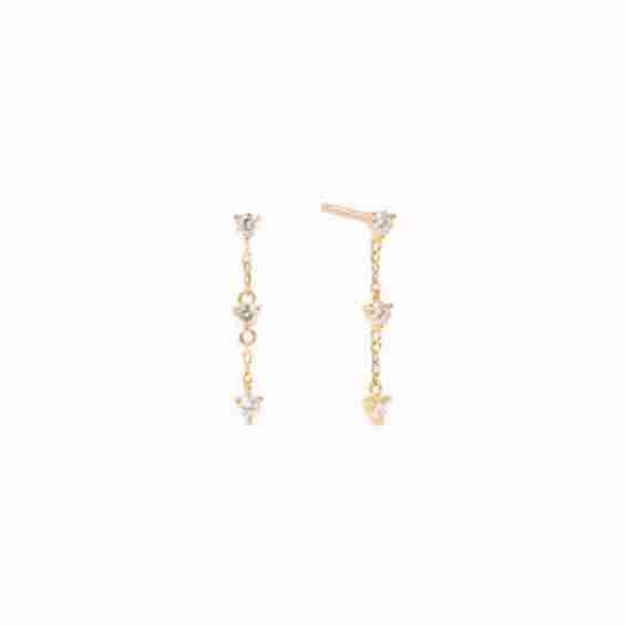 Diamond Drop Earrings 14k Gold - Helmi