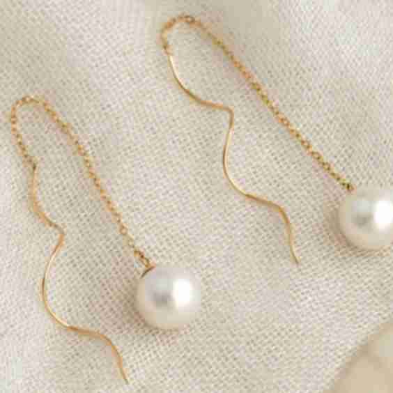 Pearl Threader Earrings 14k Gold - Anthea