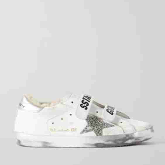 Old School Shearling-Lined Distressed Glittered Leather Sneakers