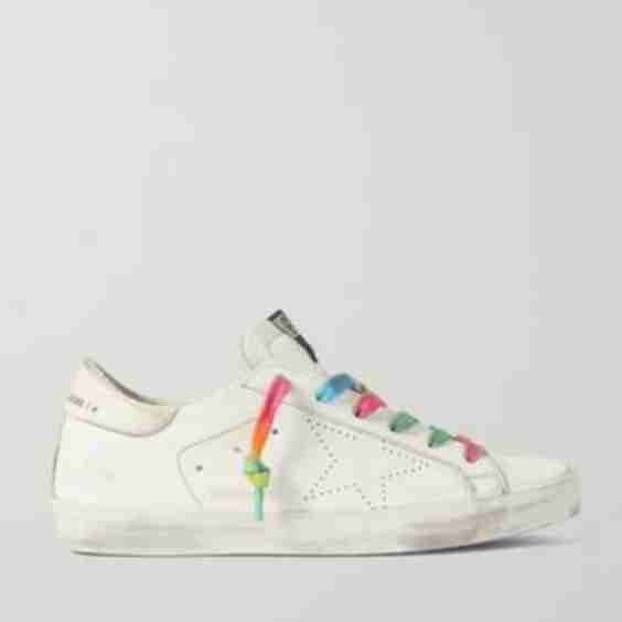 Superstar Perforated Distressed Leather Sneakers