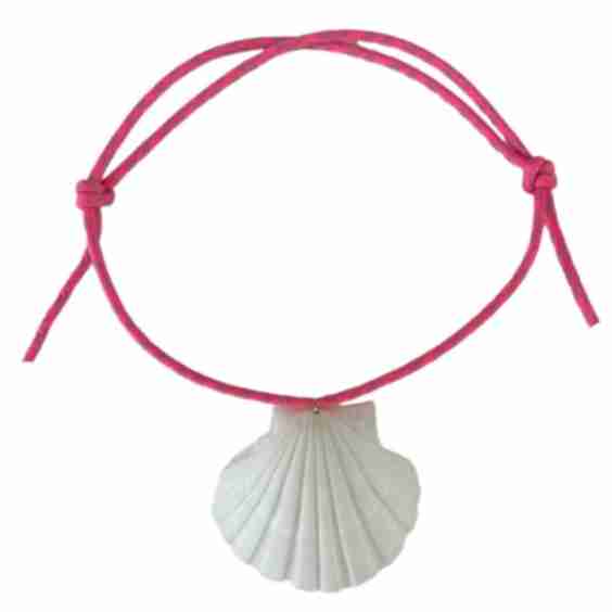 Shell Pendant On Neon Pink Cord Necklace