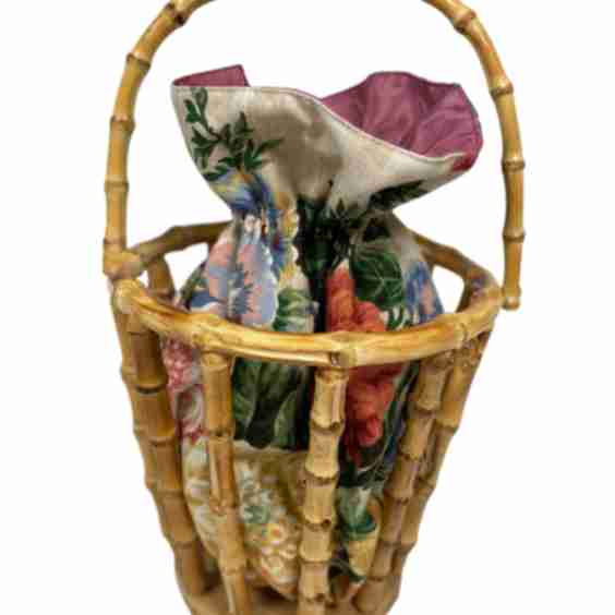 Bermuda Bamboo Bag With Reversible Vintage Dahlia Pouch