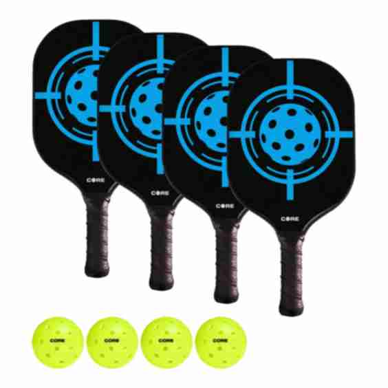 Pickleball Paddle Set of 4 | 4 Outdoor Pickleballs