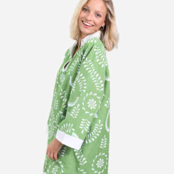 The Catherine Dress In Green With White