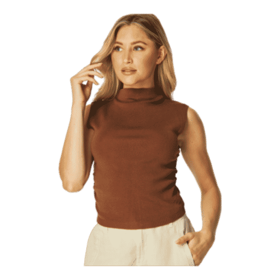 Mock Neck Linen Jersey Top