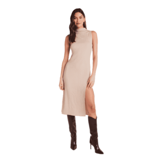 Mock Neck Midi Dress