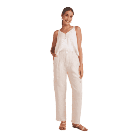 Pleated Linen Cargo Trousers