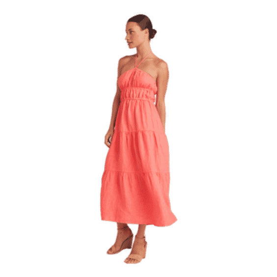 Gathered Halter Midi Dress