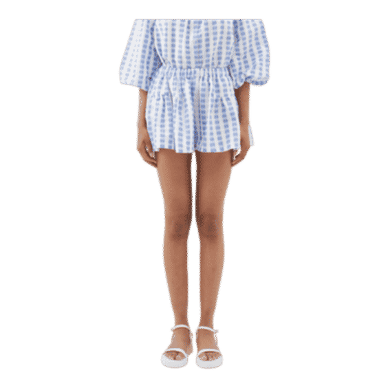 Elasticated Gingham Cotton-Seersucker Shorts