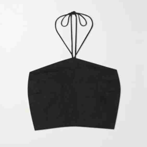 Calipo Cropped Shirred Linen Halterneck Top