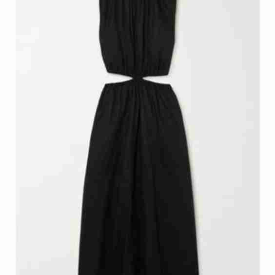 Las Flores Cutout Gathered Linen Maxi Dress