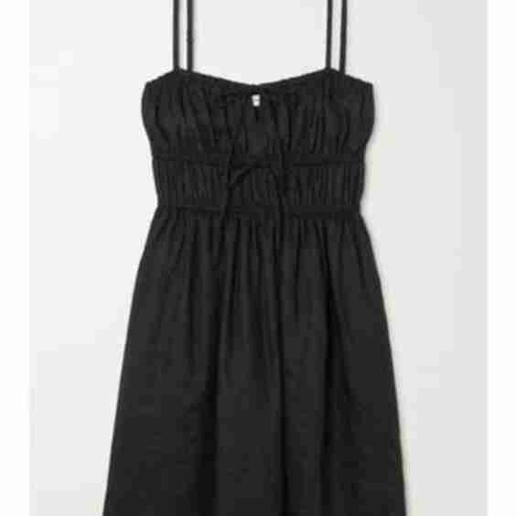 Shivka Shirred Linen Mini Dress