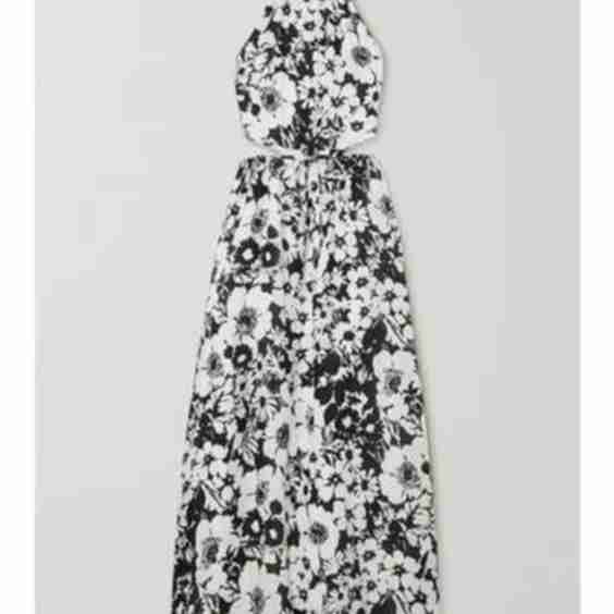 La Piedra Cutout Floral-Print Linen Maxi Dress