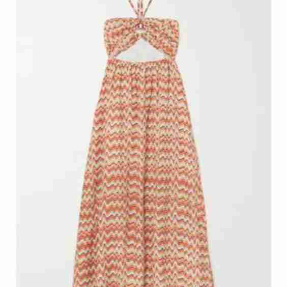La Costa Cutout Printed Linen Halterneck Maxi Dress