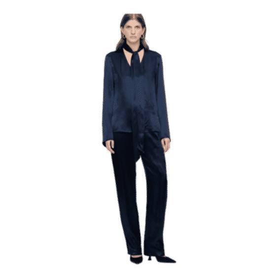 Piacere Neck Tie Satin Blouse