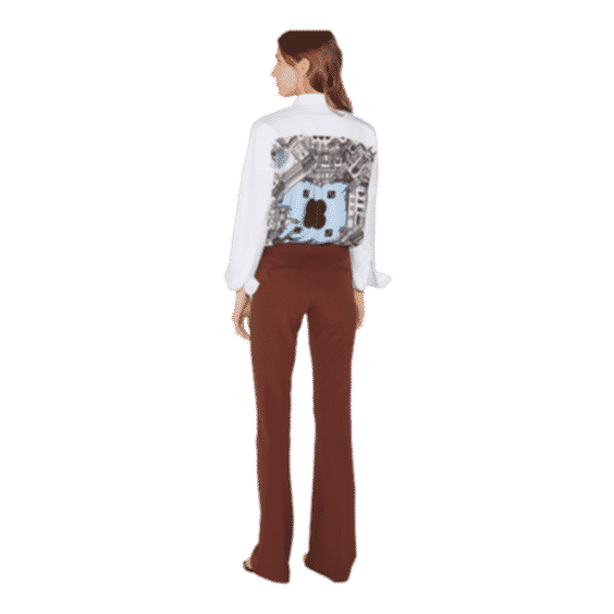 Sirene Shirt Poplin/silk Milano Print Back White