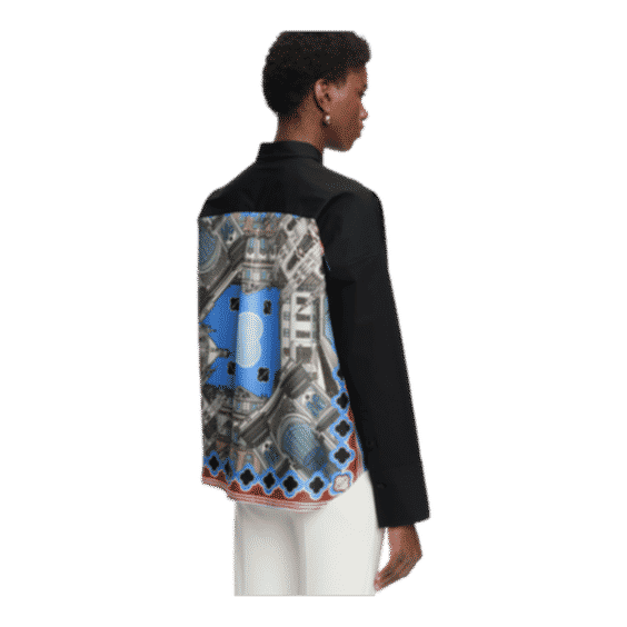 Sirene Shirt Poplin/silk Milano Print Back Black/blue