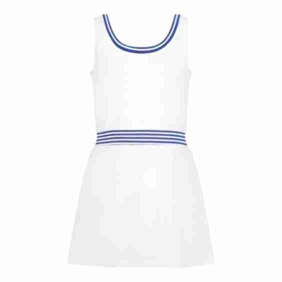 Ashby Dress in Bright White with Cadet Blue Stripe