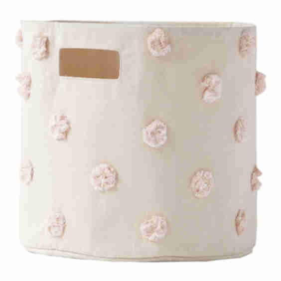 Cotton Canvas Pom Pom Basket