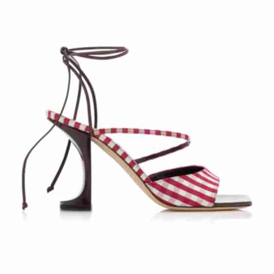 Exclusive Riviera Arno Gingham Silk Taffeta Lace Up Sandals